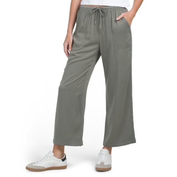 SPLENDID Soft Green Woven Cropped Wide Leg Pants